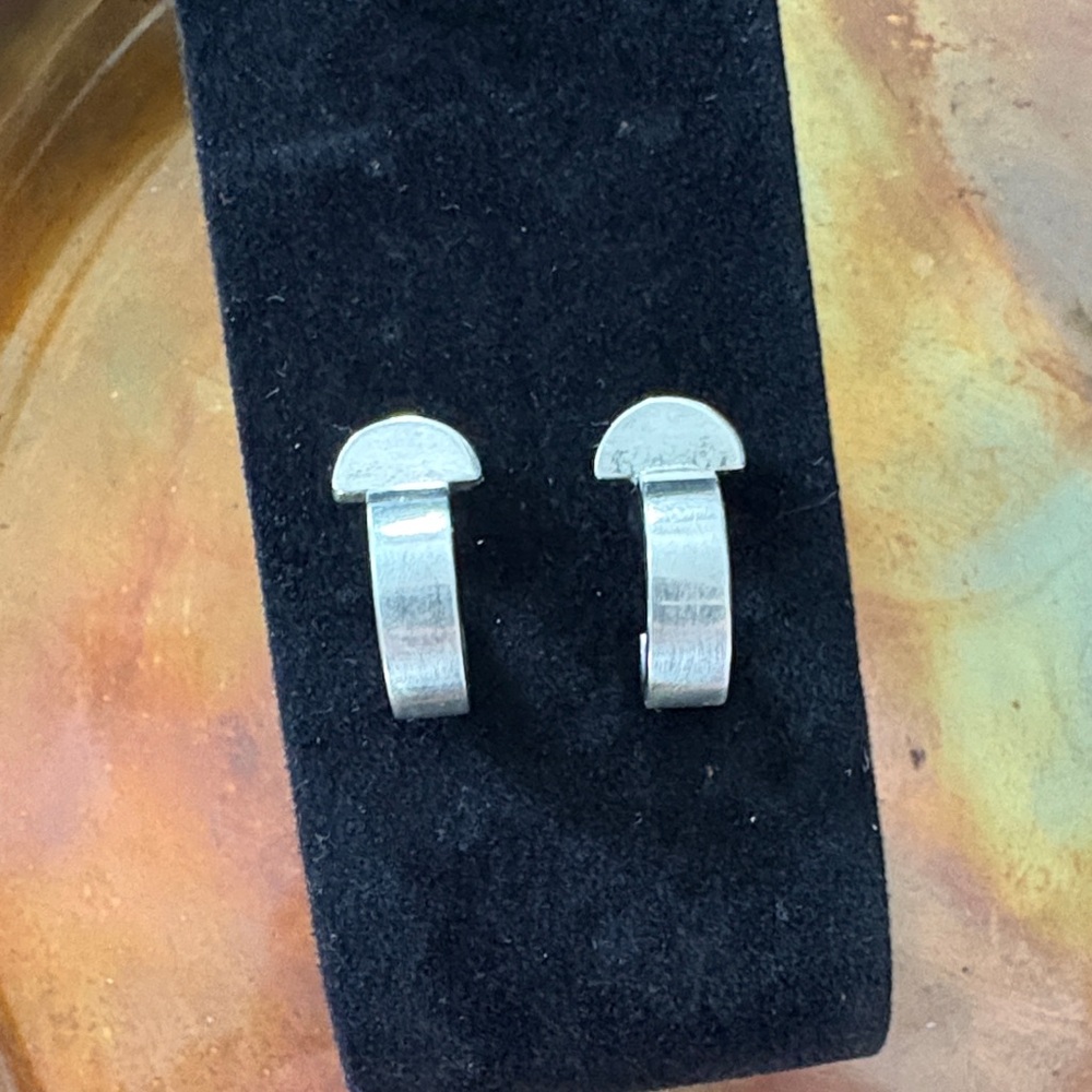 Modern Solid Sterling Silver Half Hoop Earrings - image 1